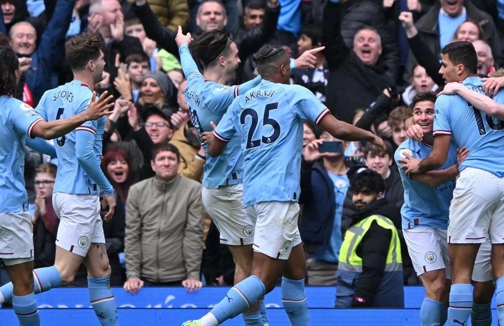 Man City trở thành ứng cử viên nặng ký đăng quang Champions League mùa này sau khi vùi dập đối thủ lớn Bayern Munich 3-0. Ảnh: GETTY.