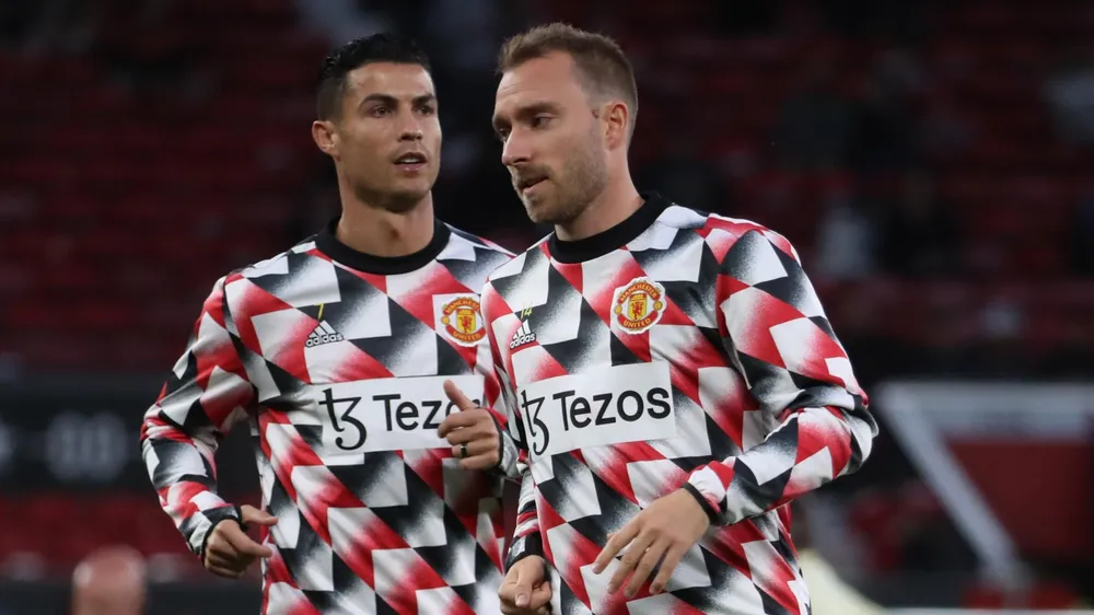 Eriksen tiết lộ Ronaldo không hài lòng khi thay anh sút phạt trong một buổi tập của MU. Ảnh: GETTY. Eriksen tiết lộ Ronaldo không hài lòng khi thay anh sút phạt trong một buổi tập của MU. Ảnh: GETTY.