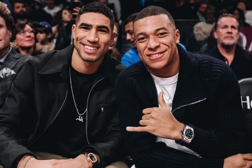 Mbappe và Hakimi là cặp đôi ăn ý cả trên sân cỏ lẫn ngoài đời. Ảnh: GETTY.