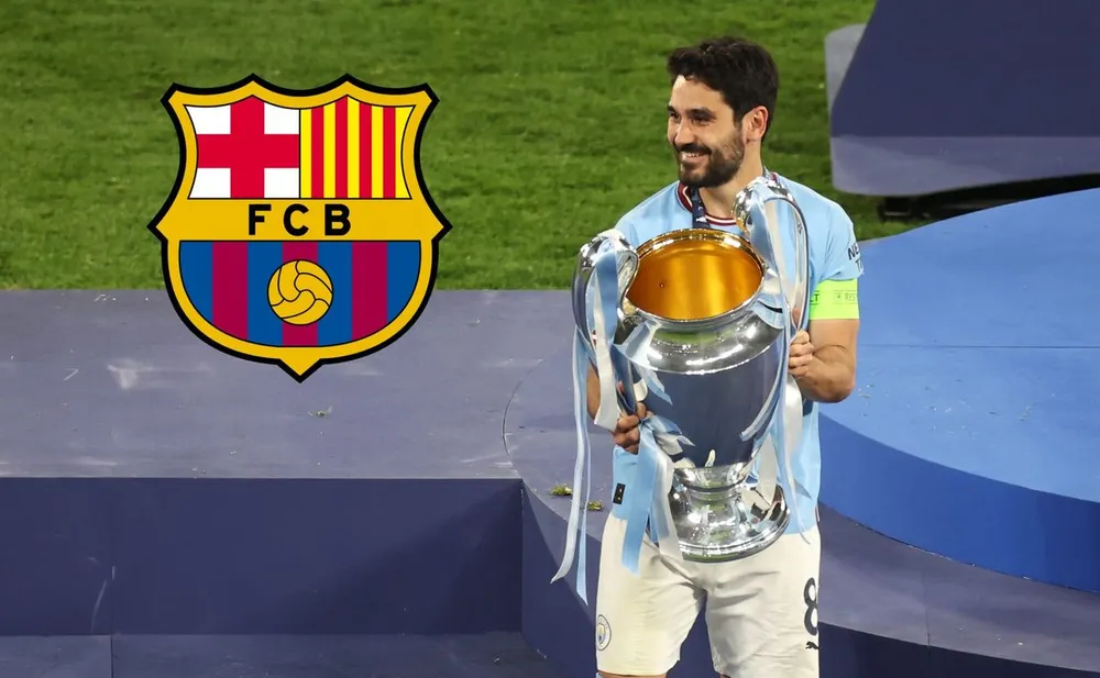 Gundogan sau cú ăn ba với Man City đã cập bến Barca. Ảnh: GETTY.