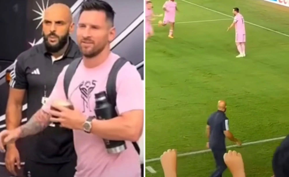 Không chỉ bảo đảm an toàn cho Messi ngoài sân cỏ, Chueko còn theo sát anh trên sân bóng. Ảnh: GETTY.