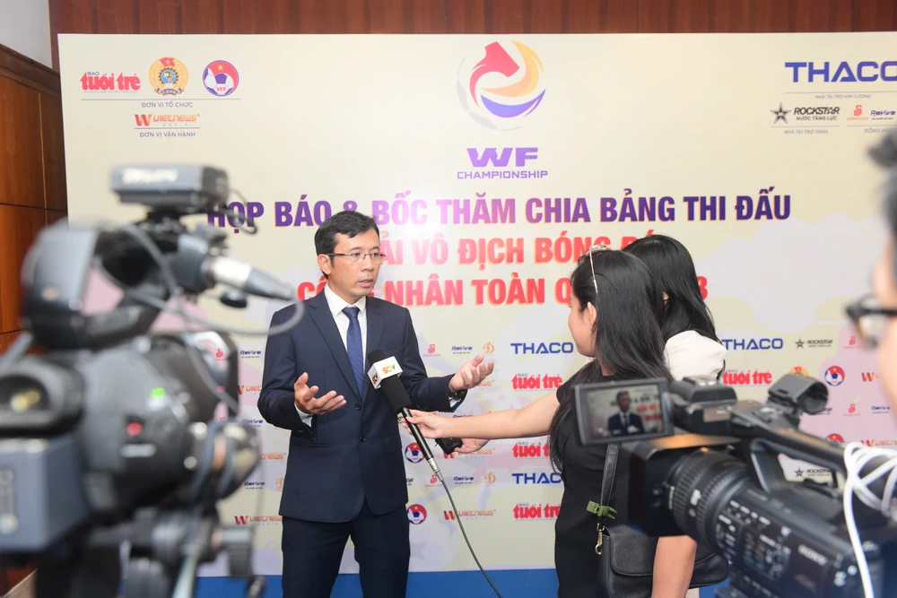 Phó tổng biên tập báo Tuổi Trẻ, ông Trần Xuân Toàn, Trưởng ban tổ chức giải mong mỏi Giải bóng đá dành cho Công nhân toàn quốc sẽ lan tỏa phong trào ngày càng lớn mạnh. Ảnh: AN.