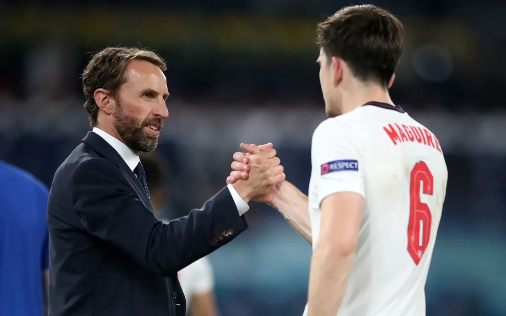 Maguire chưa đá phút nào ở mùa này trong màu áo Man United cũng có suất lên tuyển Anh. Ảnh: GETTY. Maguire chưa đá phút nào ở mùa này trong màu áo Man United cũng có suất lên tuyển Anh. Ảnh: GETTY.