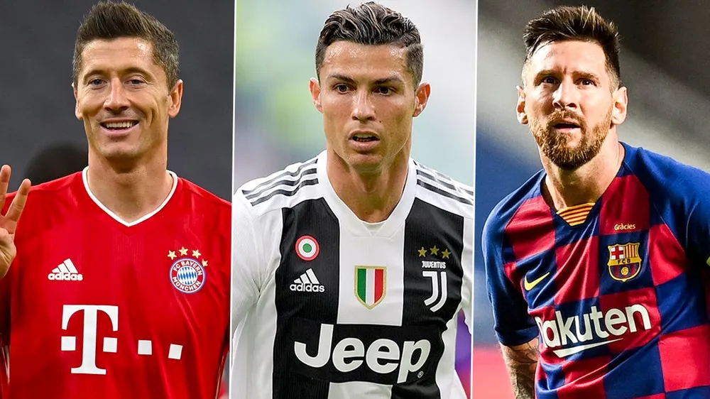 Lão tướng Lewandowski chỉ còn kém Ronaldo và Messi về hiệu suất ghi bàn tại Champions League. Ảnh: GETTY. Lewan-mess-ronaldo-1.jpg