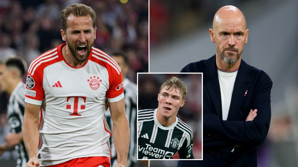 Man United không có nhiều tiền mua Harry Kane và ông Ten Hag đã đưa về tài năng trẻ Rasmus Hojlund. Ảnh: GETTY. Ten-Hag-Kane.png