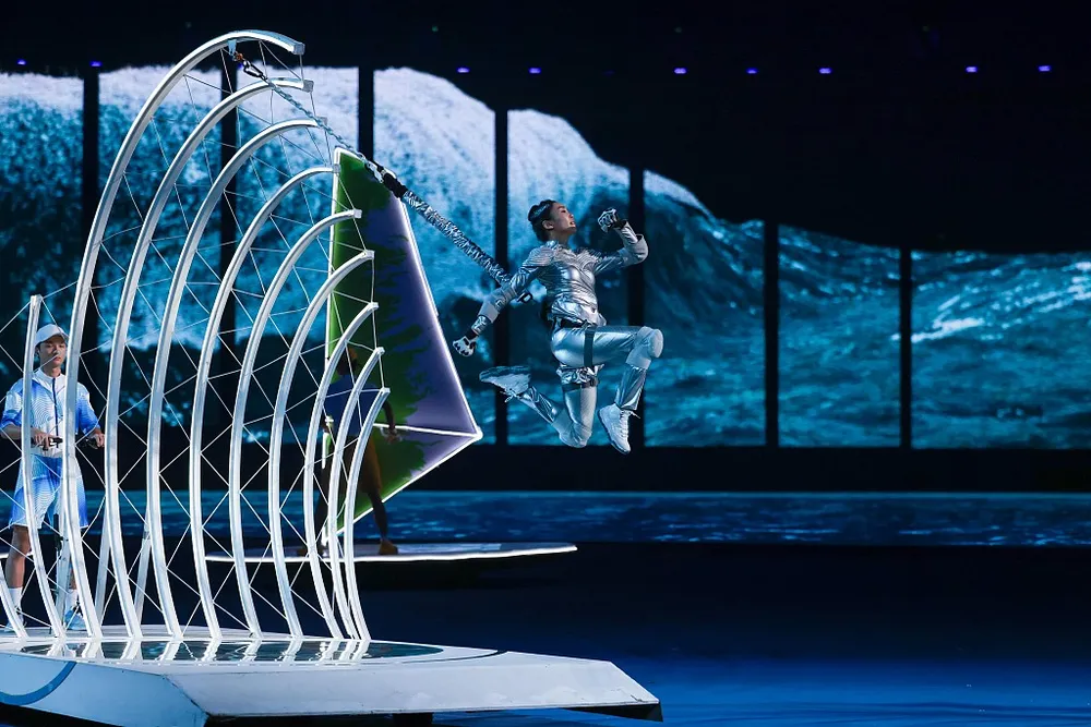 Lễ khai mạc ASIAD 19 kết hợp hoàn hảo thẩm mỹ phương Đông và nghệ thuật phương Tây. Ảnh: HA. khai-mac-asiad-4.jpeg