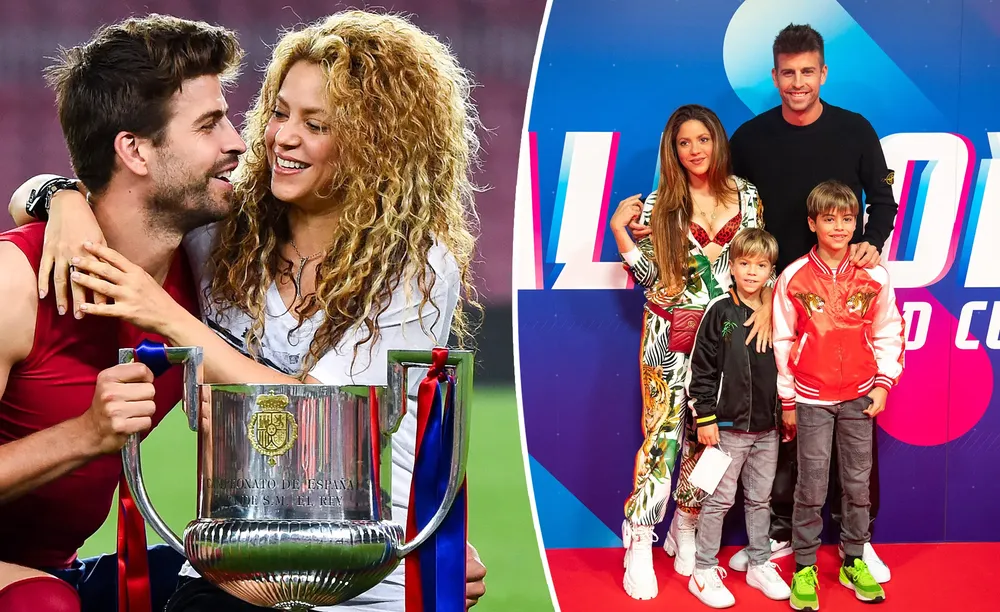 Nữ ca sĩ Shakira và cha của hai con cô lúc còn quấn quít bên nhau. Ảnh: GETTY. pique-barca-shakira.png