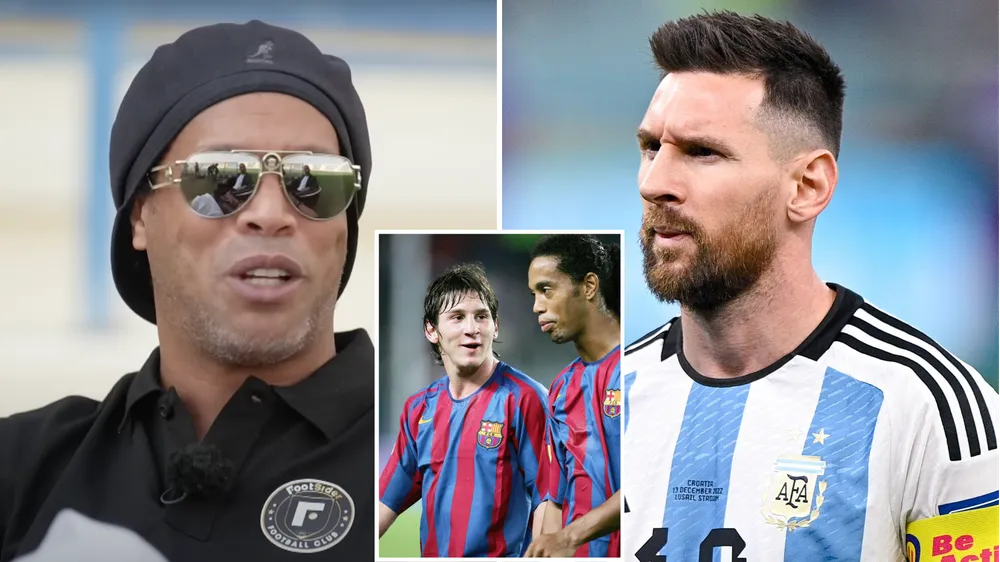 Ronaldinho từng đá cặp với Messi khi còn khoác áo Barcelona. Ảnh: GETTY. Ronaldinho-ronaldo-messi-1.png