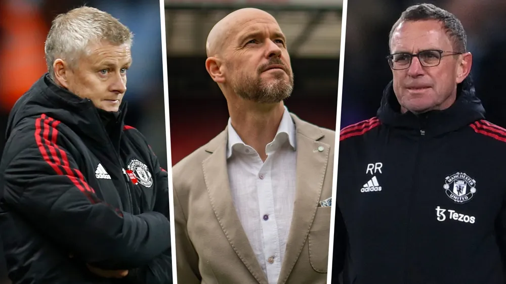 Ông thầy người Hà Lan ghi dấu ấn tốt hơn các tiền nhiệm như Rangnick và Solskjaer. Ảnh: GETTY. ten-hag-solsa.jpeg