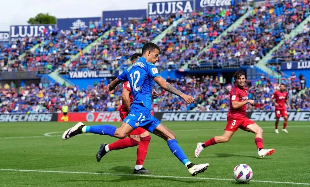 Greenwood hòa nhập tốt ở môi trường bóng đá mới Tây Ban Nha. Ảnh: GETTY. greenwood-getafe.jpg