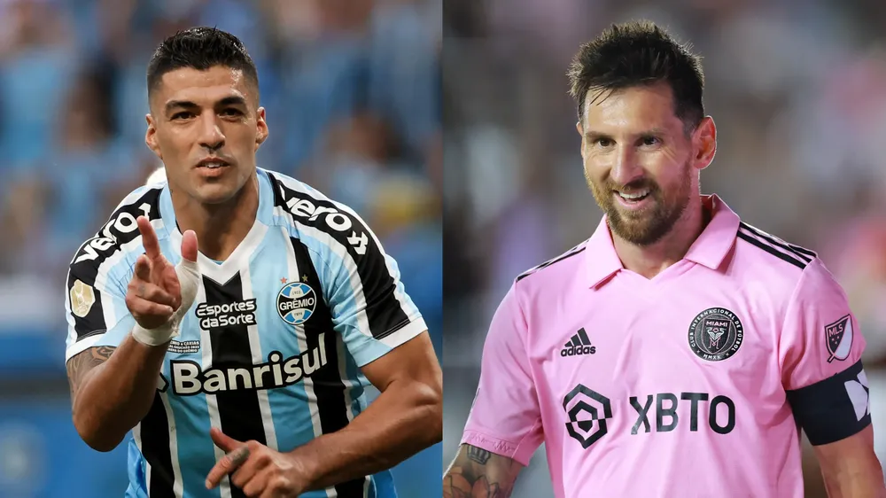 Suarez và bạn thân Messi nhiều khả năng sẽ chơi bóng cùng nhau ở Miami. Ảnh: GETTY. messi-suarez.png