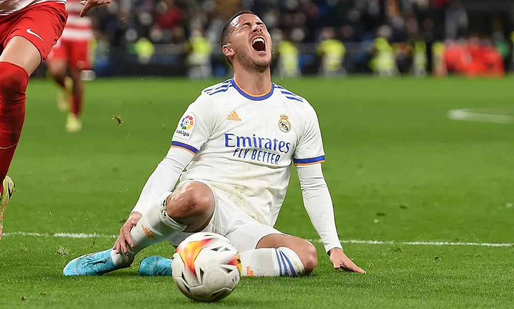 Chấn thương hành hạ khiến Hazard gặp nhiều khó khăn ở Real Madrid. Ảnh: GETTY. bi-chan-thuong.png