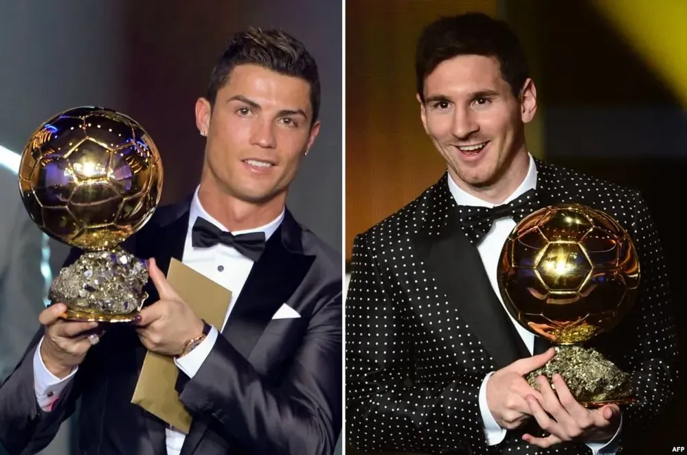 Messi đã giành Quả bóng vàng nhiều hơn Ronaldo 3 lần. Ảnh: GETTY. messi-ronaldo.png