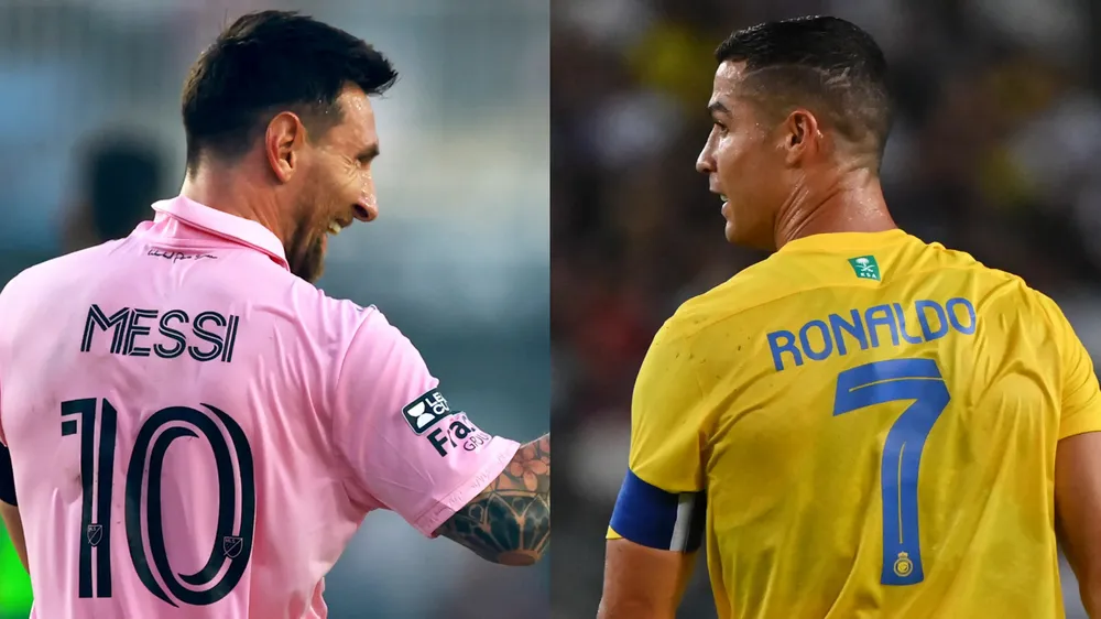 Lionel Messi gia nhập làng bóng Mỹ trong khi Ronaldo thi đấu ở Saudi Pro League. Ảnh: GETTY. nong-lionel-messi-chan-tran-ronaldo-tai-hien-tran-sieu-kinh-dien-barca-real (2).jpg