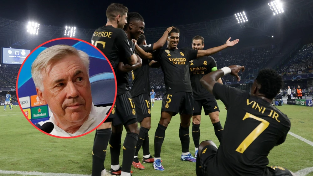 HLV Ancelotti kinh ngạc trước khả năng của tân binh Bellingham. Ảnh: GETTY. bellingham-danh-bai-ronaldo-hon-va-thua-zidane (3).jpg