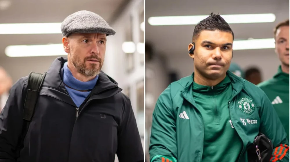 HLV Ten Hag hết lời ca ngợi tiền vệ Casemiro như vị cứu tinh cho Man United. Ảnh: GETTY. Ten Hag