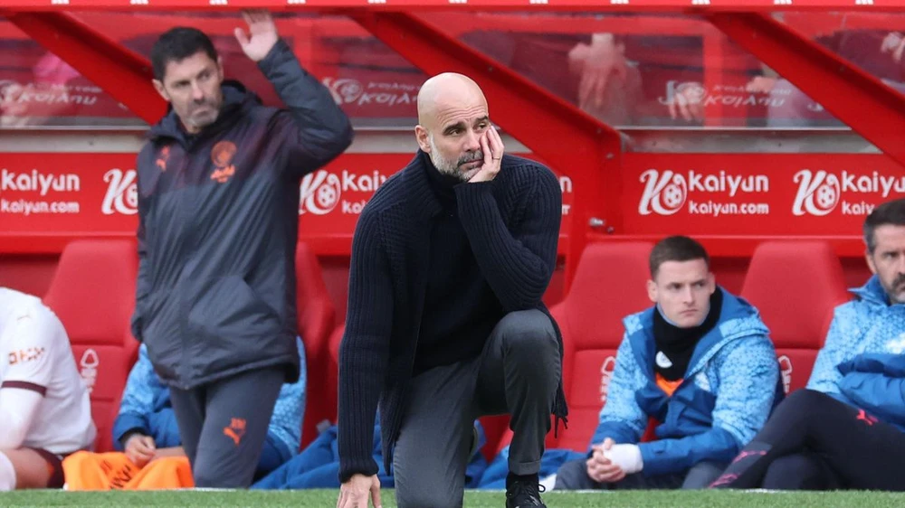 HLV Pep Guardiola nhắn nhủ học trò không để thua trận nào mới tiếp tục vô địch Premier League. Ảnh: GETTY. haaland-khong-con-la-cau-thu-hang-nhi (3).jpg