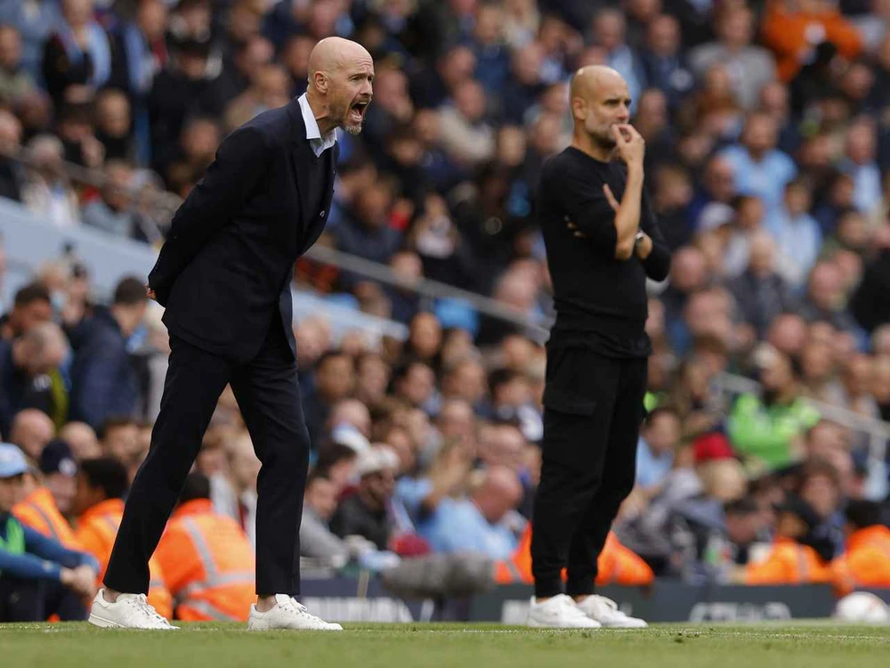 HLV Ten Hag còn một trận chung kết FA Cup với đồng nghiệp Pep Guardiola của Man City vào ngày 25-5 trên sân Wembley. Ảnh: GETTY. hlv-ten-hag-dap-tra-quyet-liet-ve-viec-man-united-sa-thai-ong (1).jpg