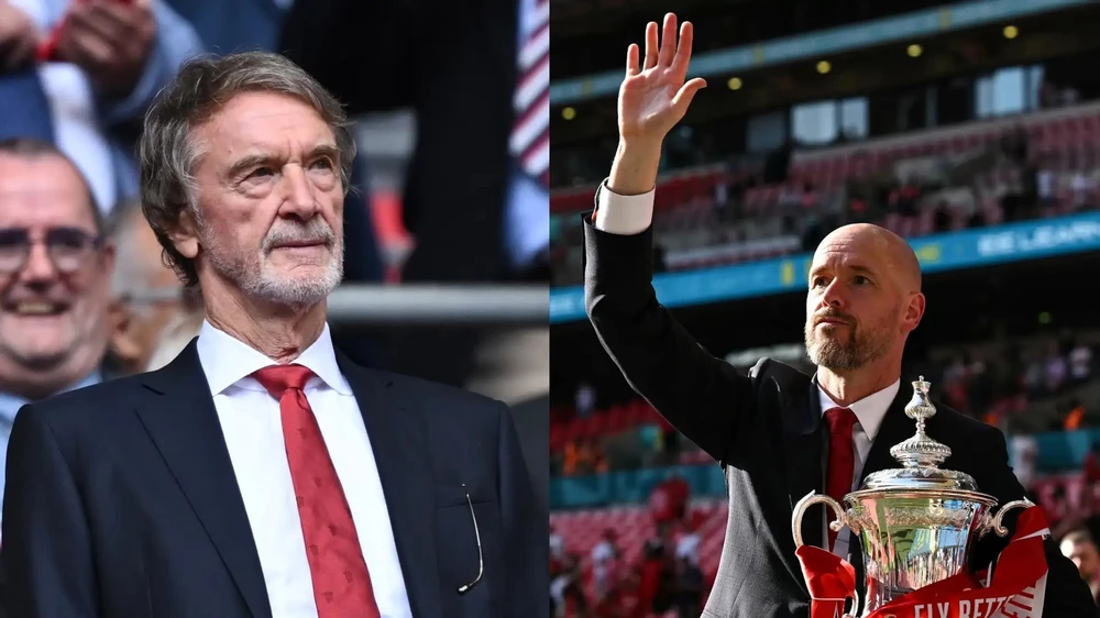 Chiếc cúp FA có lẽ chưa đủ giúp HLV Ten Hag tiếp tục ở lại Old Trafford dưới thời của tân đồng sở hữu Ratcliffe. Ảnh: GETTY. nong-man-united-sa-thai-hlv-ten-hag-co-gia-9-trieu-bang (1).jpg