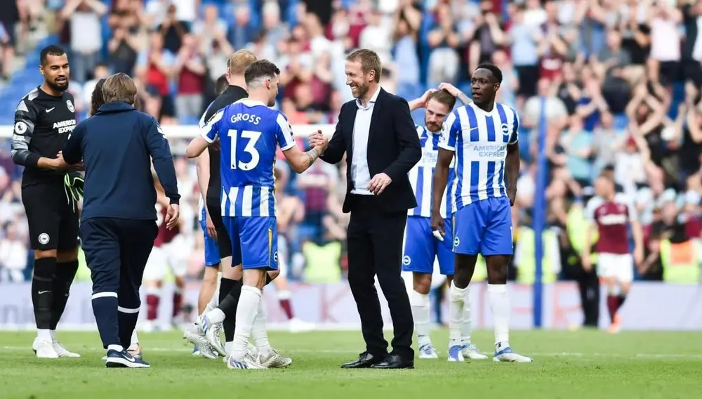 HLV Graham Potter đã làm rất tốt ở Brighton. Ảnh: GETTY. hlv-graham-potter-dan-dat-doi-tuyen-anh-thuc-te-hon-guardiola-va-klopp (3).jpg