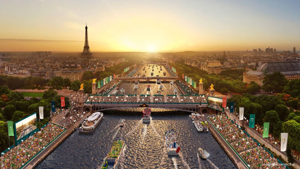Lễ khai mạc Olympic Paris 2024 diễn ra độc đáo trên sông Seine. Ảnh: GETTY. Olympic Paris 2024