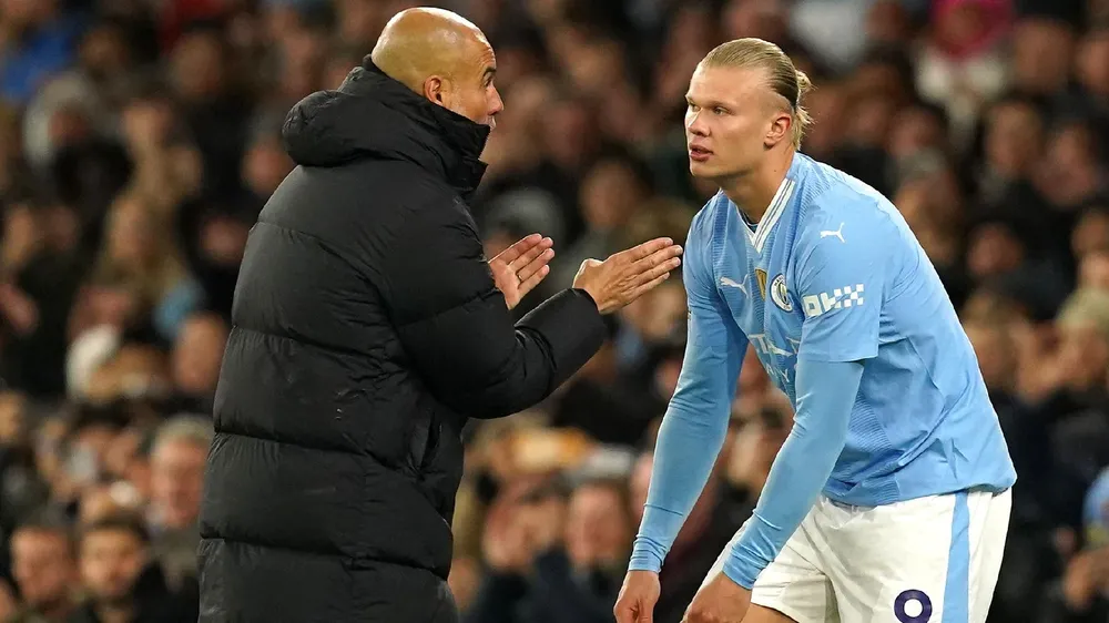 Pep luôn mong muốn siêu sao Haaland đóng góp nhiều hơn vào lối chơi chung của Man City. Ảnh: GETTY. pep-cho-sieu-sao-haaland-cau-hoi-tri-gia-hang-trieu-do (1).jpg