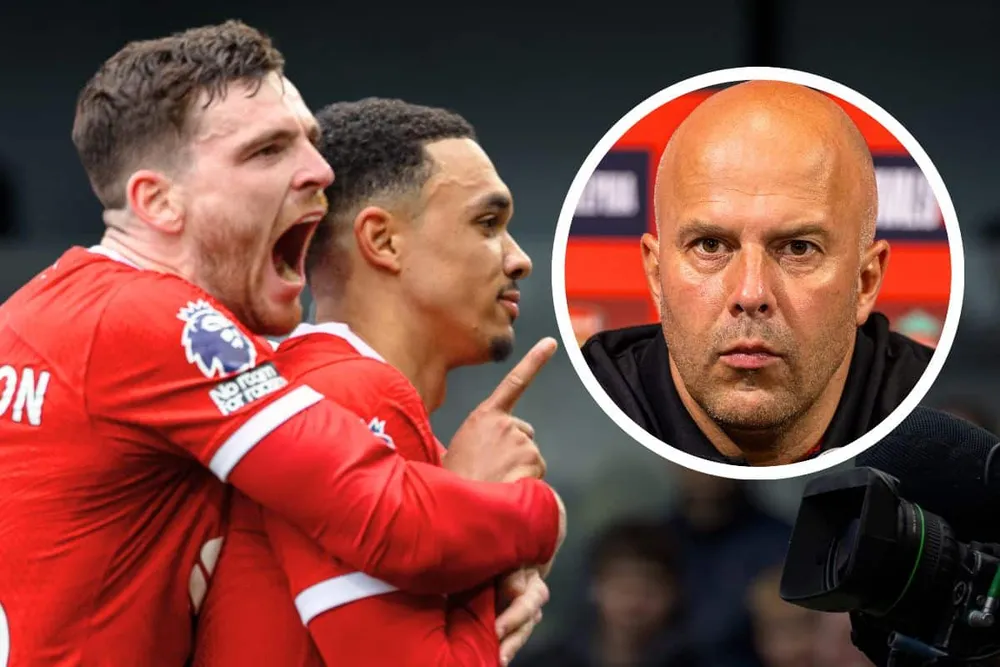 HLV Arne Slot có nhiều cơ hội ăn mừng chiến thắng tiếp theo của Liverpool trong đêm rửa tội của ông. Ảnh: GETTY. HLV Arne Slot