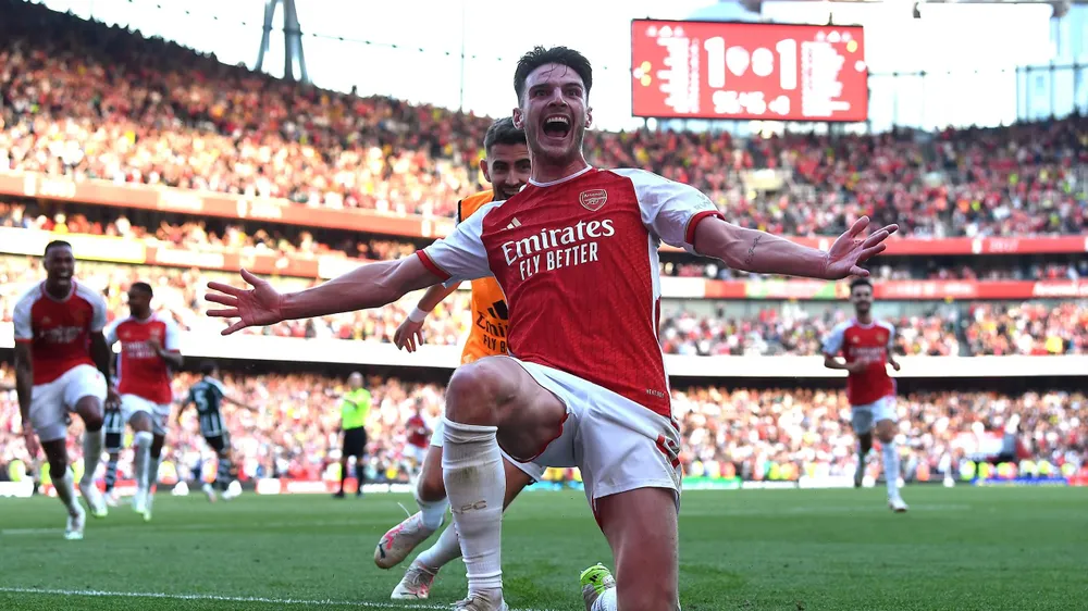 Tiền vệ Declan Rice do thẻ đỏ phải nghỉ ở Premier League nên rất sung sức cho trận khai màn UEFA Champions League. Ảnh: GETTY. du-doan-uefa-champions-league-kho-can-arsenal (3).jpg