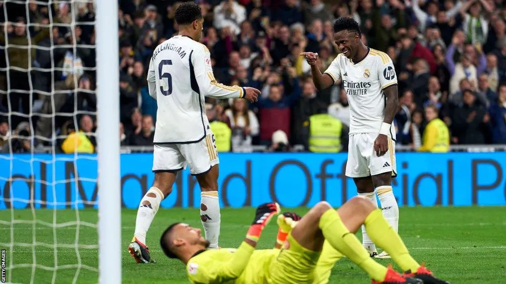 Chân sút Bellingham đang có phong độ cao trong màu áo Real Madrid. Ảnh: GETTY. chân sút Bellingham