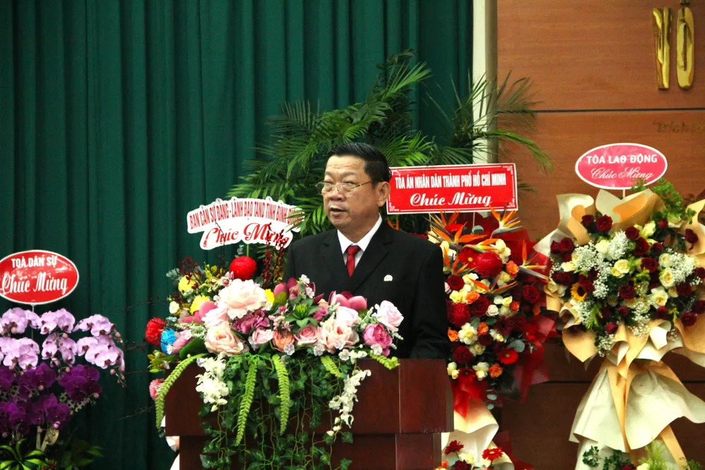 Ông Trần Thanh Hoàng phát biểu tại buổi lễ. Ảnh: TRẦN LINH TAND-Cap-Cao-trao.jpg