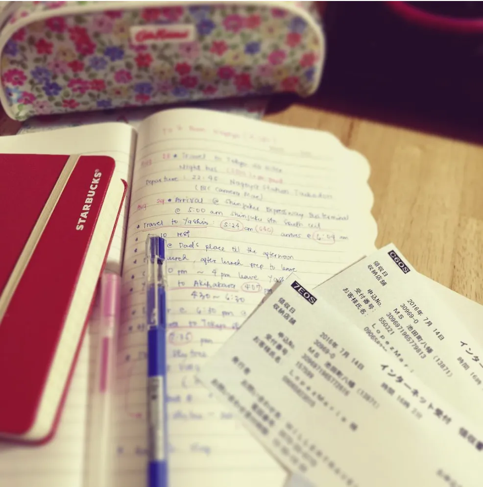 Ghi chú lại tất cả mọi thứ liên quan đến chuyến đi. Ảnh Internet