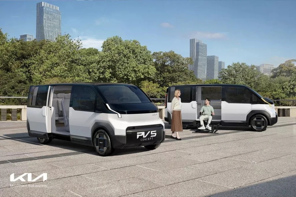 PV1 sẽ là mẫu xe tải điện nhỏ nhất và được thiết kế cho các thành phố cũng như các khu vực có không gian chật hẹp khác. Ảnh: Kia. Kia trình làng mẫu xe tải điện PV Van Concept mới với thân xe có thể hoán đổi.jpg