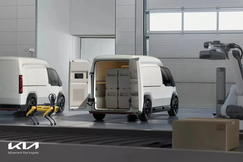 Các dòng xe tải điện PV cũng sẽ sử dụng công nghệ AI. Ảnh: Kia. Kia trình làng mẫu xe tải điện PV Van Concept mới với thân xe có thể hoán đổi.jpg