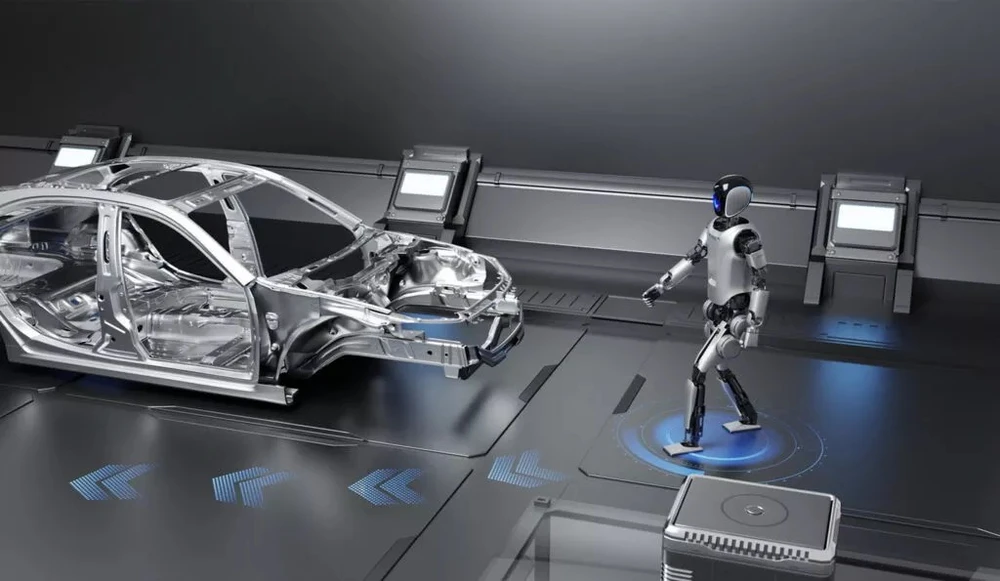 Một công ty con của Dongfeng sản xuất xe thương mại sẽ sử dụng robot hình người được hỗ trợ bởi AI trong các dây chuyền lắp ráp của mình. Ảnh: Dongfeng. Dongfeng Motors Trung Quốc triển khai robot hình người cho dây chuyền lắp ráp được hỗ trợ bởi AI.jpg