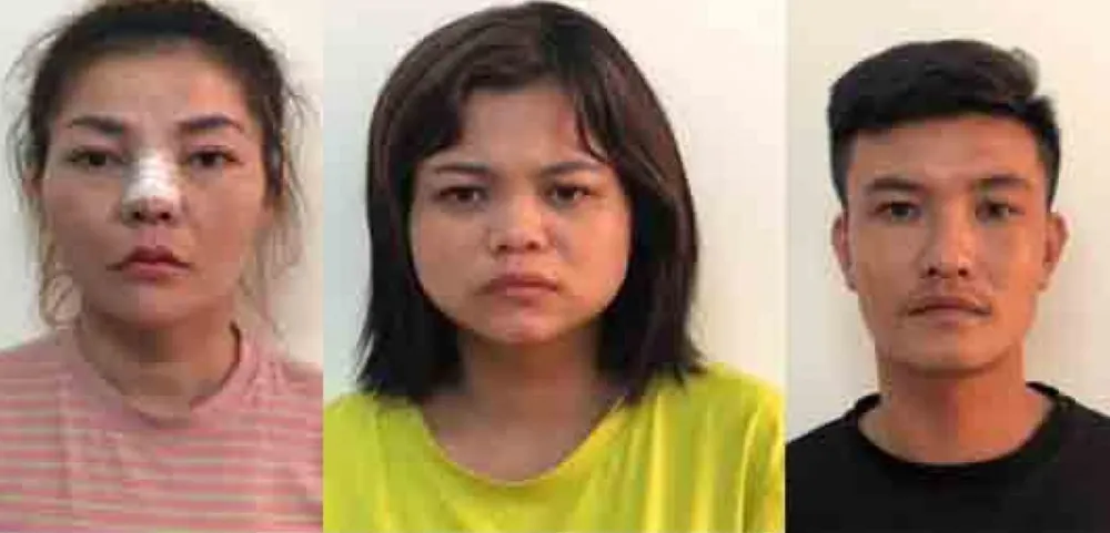 Các nghi phạm Bùi Thị Phượng, Vũ Thị Hiền và Đặng Văn Dũng tại Cơ quan CSĐT. Ảnh CTV Các nghi phạm Bùi Thị Phượng, Vũ Thị Hiền và Đặng Văn Dũng tại Cơ quan CSĐT. Ảnh CTV