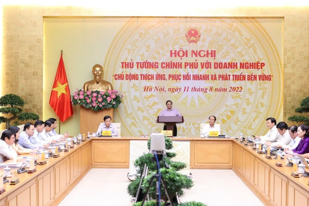 Toàn cảnh hội nghị Thủ tướng với doanh nghiệp tại đầu cầu Hà Nội. Ảnh: VGP
