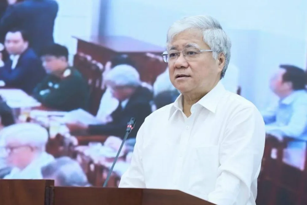 Ông Đỗ Văn Chiến, Chủ tịch Ủy ban Trung ương MTTQ Việt Nam phát biểu khai mạc hội nghị. Ảnh: MTTQ