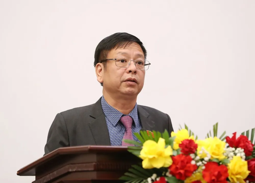 Ông Nguyễn Trường Giang, Phó Tổng thư ký Quốc hội thông tin những nội dung và yêu cầu thông tin chính về kỳ họp bất thường lần thứ 2, Quốc hội khóa XV. Ảnh: NĐ