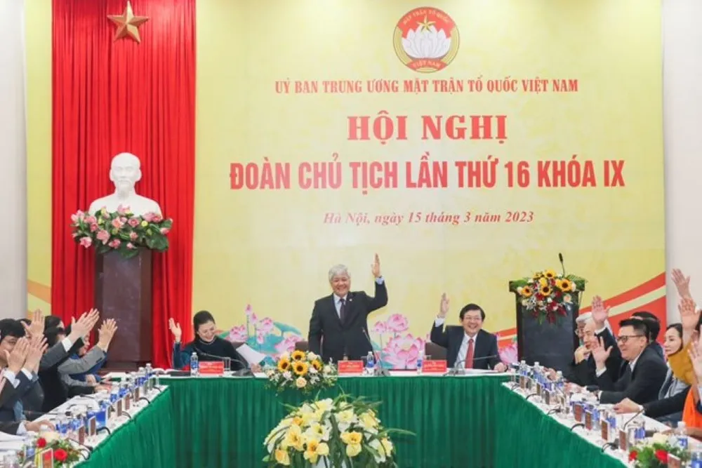 Hội nghị Đoàn Chủ tịch Ủy ban Trung ương Mặt trận Tổ quốc Việt Nam nhất trí việc hiệp thương nhân sự do Bộ Chính trị, Ban Bí thư điều động, giới thiệu. Ảnh: MTTQ
