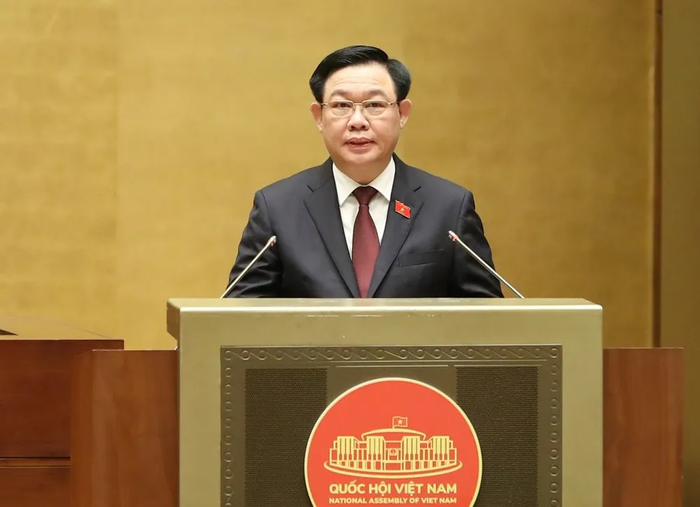 Chủ tịch Quốc hội Vương Đình Huệ phát biểu trước phiên chất vấn. Ảnh: QH