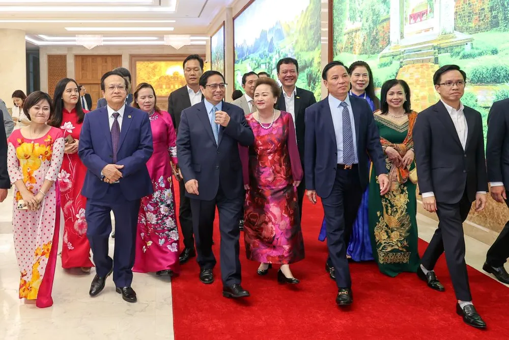 Thủ tướng Phạm Minh Chính khẳng định Chính phủ luôn đồng hành, chia sẻ với cộng đồng doanh nghiệp Việt Nam. Ảnh: VB ttg-doanh-nhan.JPG