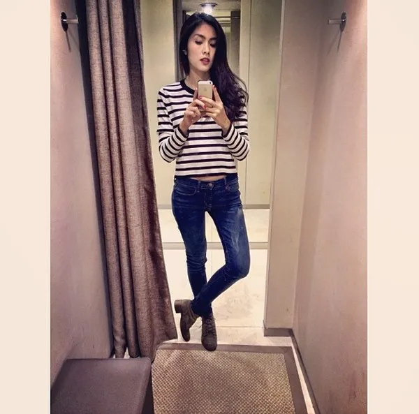 Tăng Thanh Hà lộ nếp nhăn, chân khẳng khiu gân guốc khi giảm cân 13