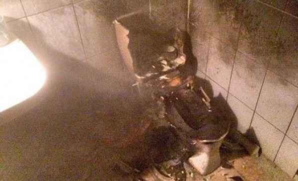 'Thủ tiêu' con gián, người phụ nữ 'thổi bay' cả toilet 1