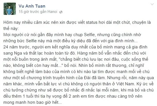 MC Anh Tuấn tìm được người thân nhờ Facebook