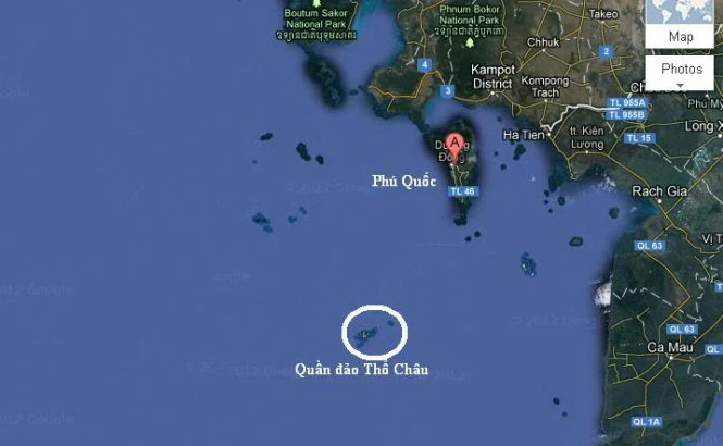 Vị trí quần đảo Thổ Châu Vị trí quần đảo Thổ Châu