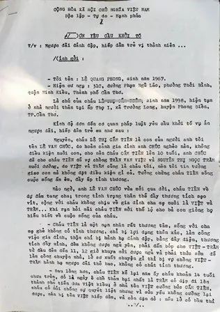 Đơn tố cáo của gia đình em T. gửi cơ quan chức năng