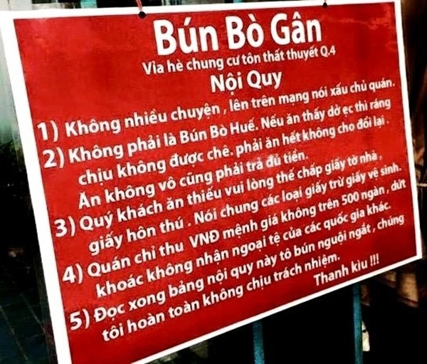 Phường trả lại bảng “nội quy lạ” cho quán bún bò gân ảnh 2