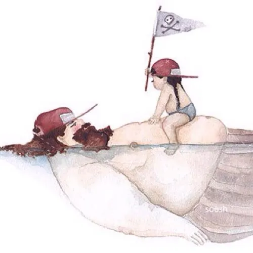 Nếu quạt không đủ mát, cha con mình sẽ đi bơi. Cha là thuyền nan, con là thuyền trưởng