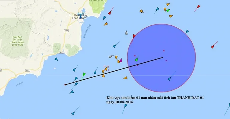 Hải đồ tìm kiếm thuyền viên mất tích 