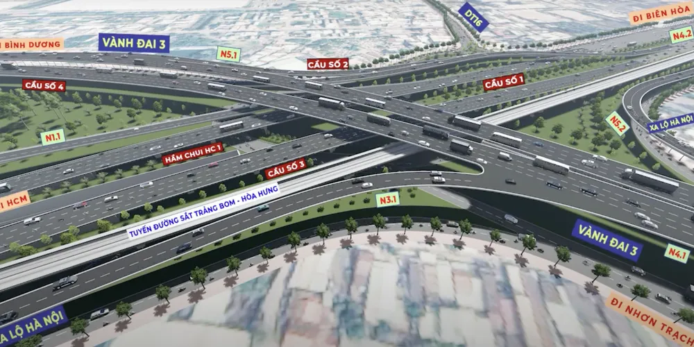 Nút giao Tân Vạn - nút giao có quy mô lớn của tuyến vành đai 3. Ảnh: Sở GTVT TP.HCM. Nút giao Tân Vạn - nút giao có quy mô lớn của tuyến vành đai 3. Ảnh: Sở GTVT TP.HCM.